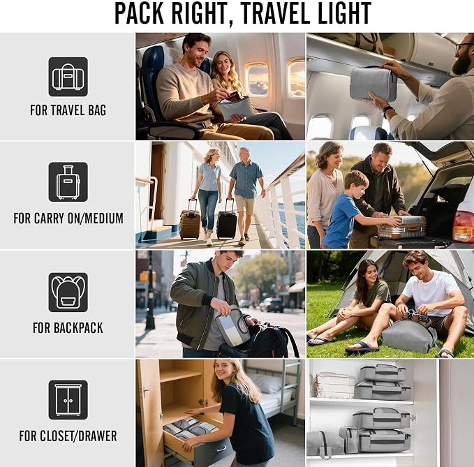 Veken 8 Set Packing Cubes for Travel Essentials, Suitcase Organizer Bags in 4 - Image 8