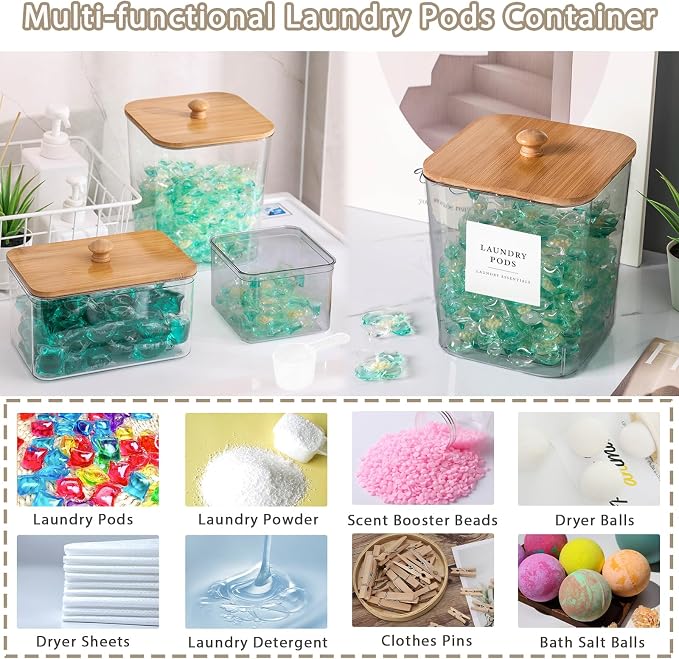 4 Pack Laundry Pods Container, Scoops & Labels - Image 3