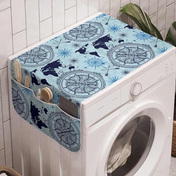 Ambesonne Compass Washing Machine Organizer, World Map Pattern Vintage by Ambesonne