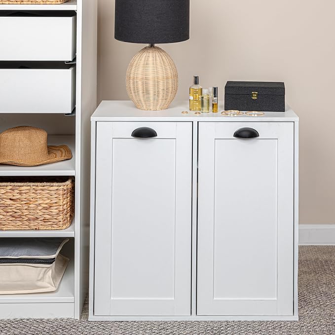 Household Essentials Laundry Sorter Cabinet, Scandi White Finish - Image 4