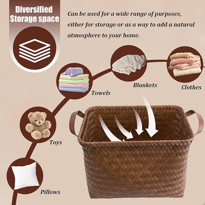 BROWNLILY Handwoven Clothes Basket Laundry Hampers Large Wicker Storage Baskets - Image 5