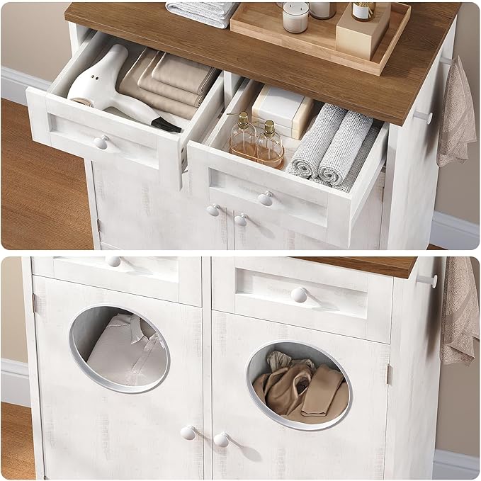 HOOBRO Double Laundry Hamper Cabinet, Hidden Laundry Cabinet - Image 6
