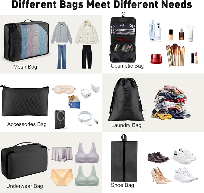 8-Piece Packing Cubes for Travel, Mesh Luggage Organizers - Image 5
