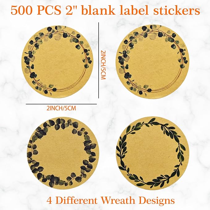 500Pcs 2 Inch Canning Jar Labels, Blank Kraft Stickers - Image 2