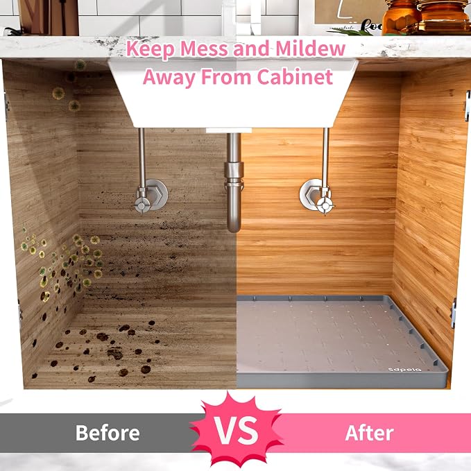 Sdpeia Under Sink Mat 31"×22" Waterproof Silicone Cabinet Liner & Sink Protector - Image 6