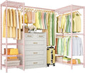 E10L L-Shaped Clothes Rack for Corner（With Expandable Hanger Rod）Heavy Duty by UlifHome
