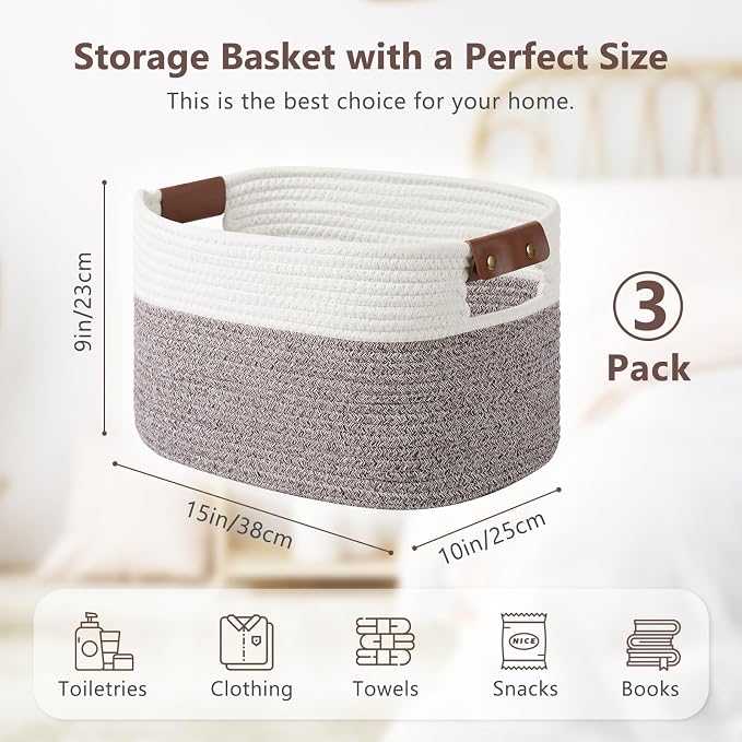 Cotton Rope Basket, Storage Baskets - Image 3