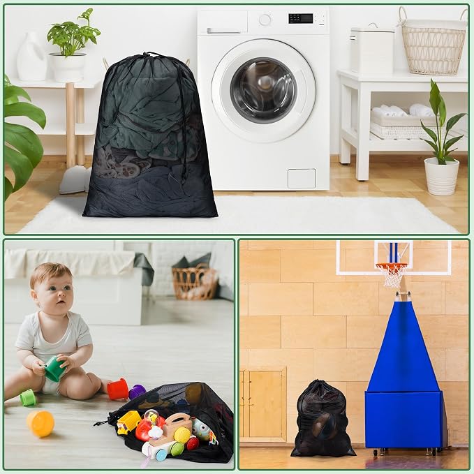 2 Pack Mesh XL Laundry Bags, Machine Washable Dirty Clothes Organizer - Image 7