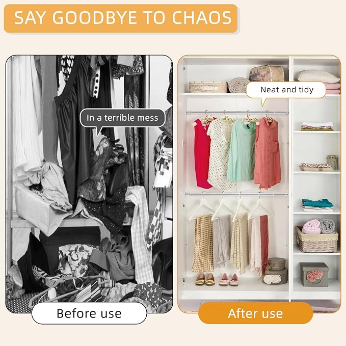 1.3 Inch Diameter Closet Rods for Hanging Clothes 17-28 Inch Adjustable - Image 3