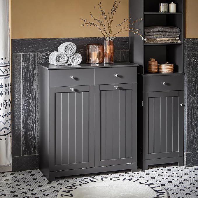 Haotian Tilt-Out Bathroom Laundry Cabinet Hidden Hamper Organizer - Image 2