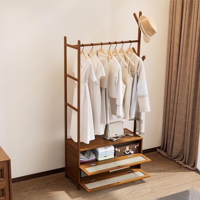 Garment Rack with Drawers, Cute Clothing Rack, Bamboo Clothes Rack, Clothes - Image 3