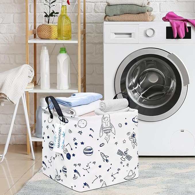 LANGYASHAN Square Storage Baskets Waterproof Canvas Children Laundry Nursery - Image 4