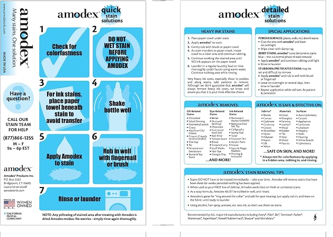 Amodex Ink and Stain Remover Unique Soap Liquid Formula 4 fl oz Bottle - Image 8