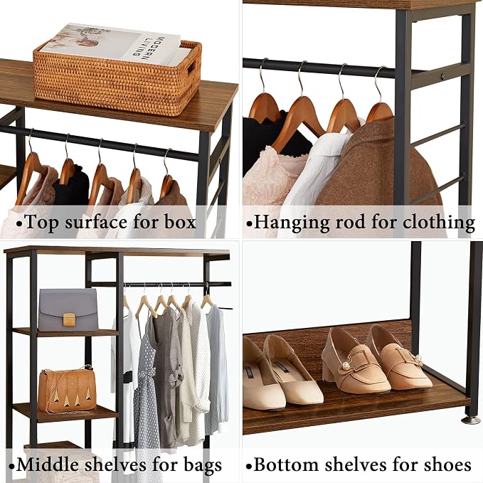 VECELO Open Garment Clothing Rack, Free-Standing Heavy Duty Storage Closet - Image 3