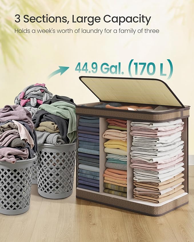 SONGMICS 3-Section Laundry Hamper - Image 4