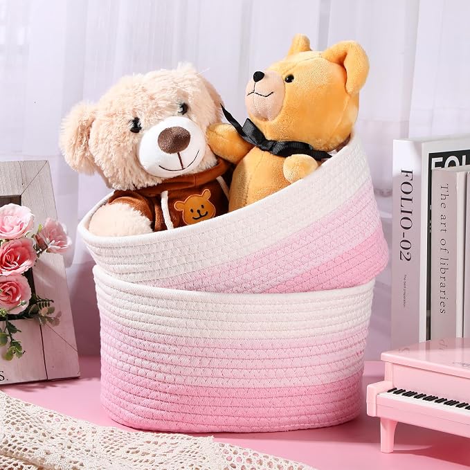 Sawysine 6 Pcs Cotton Rope Woven Basket - Image 3