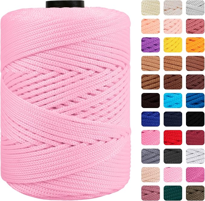 CAMAL Polypropylene Cord 3mm 185 Yards Colorful Polyester Yarn Handmade by CAMAL