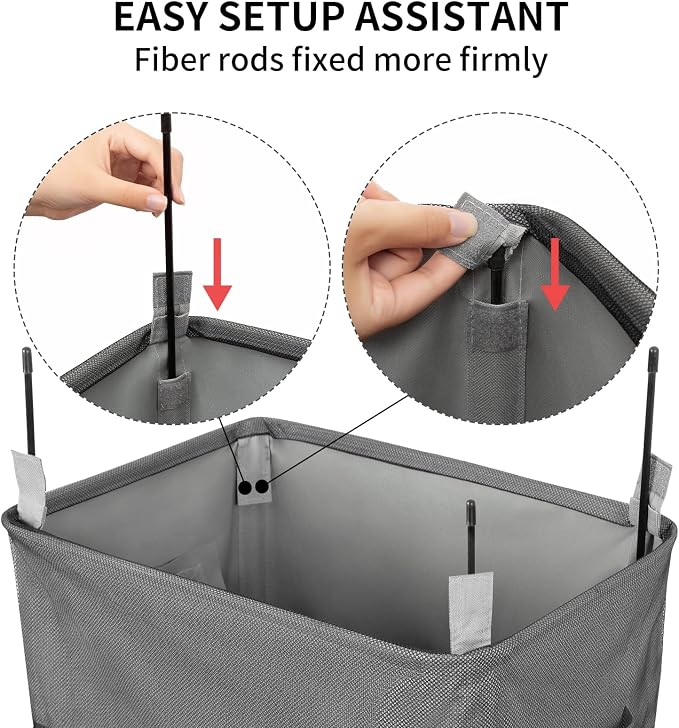 WOWLIVE Large Rolling Laundry Basket Wheels 90L Collapsible Tall Laundry Hamper - Image 5