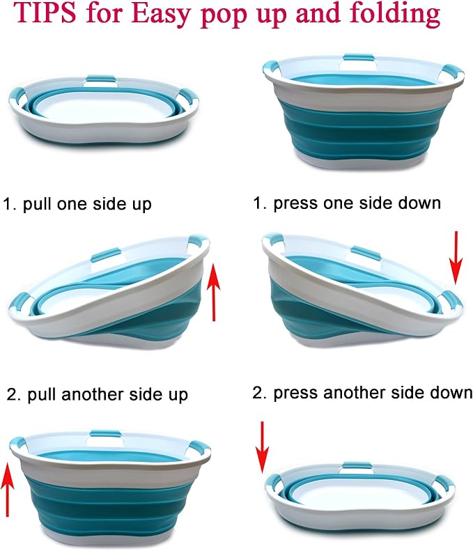 SAMMART 36L Collapsible 3 Handled Plastic Laundry Basket-Foldable Pop Up - Image 7