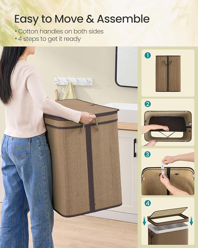 SONGMICS 3-Section Laundry Hamper - Image 6