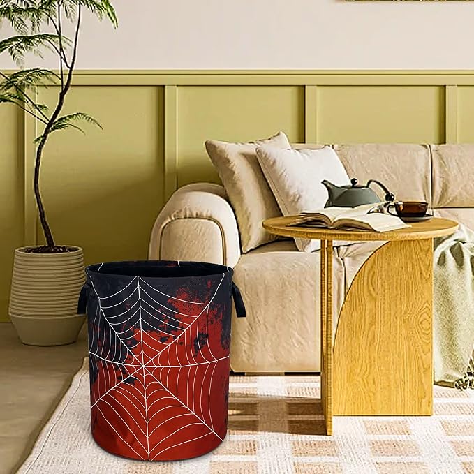 Spider Web Laundry Basket Funny Blood Splatter Foldable Waterproof Oxford Cloth - Image 8
