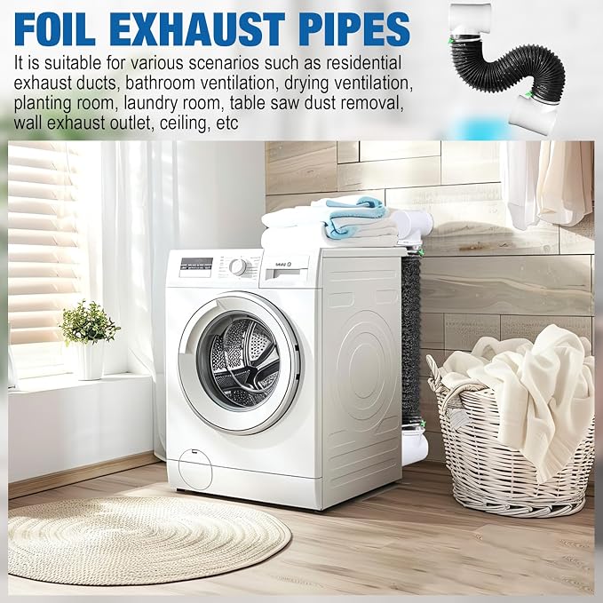 4 Inch Black Dryer Vent Hose for Tight Space Includes 2 90-degree Dryer Vent - Image 7