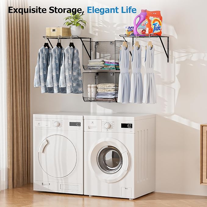 2 Pack Laundry Room Shelves Organization And Storage, Wall Mounted Clothes - Image 6