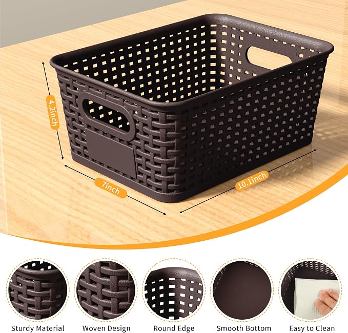 Brown Plastic Storage Baskets - Image 2
