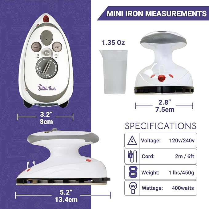 The Quilted Bear Mini Steam Iron - Image 2