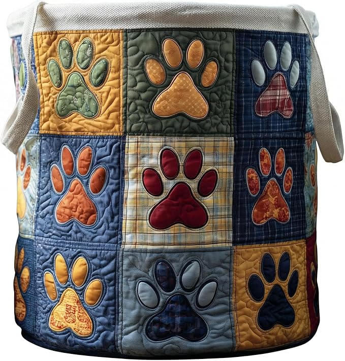 Quilted Laundry Basket with Handles, Boho Floral Fabric Storage Hamper by Unknown