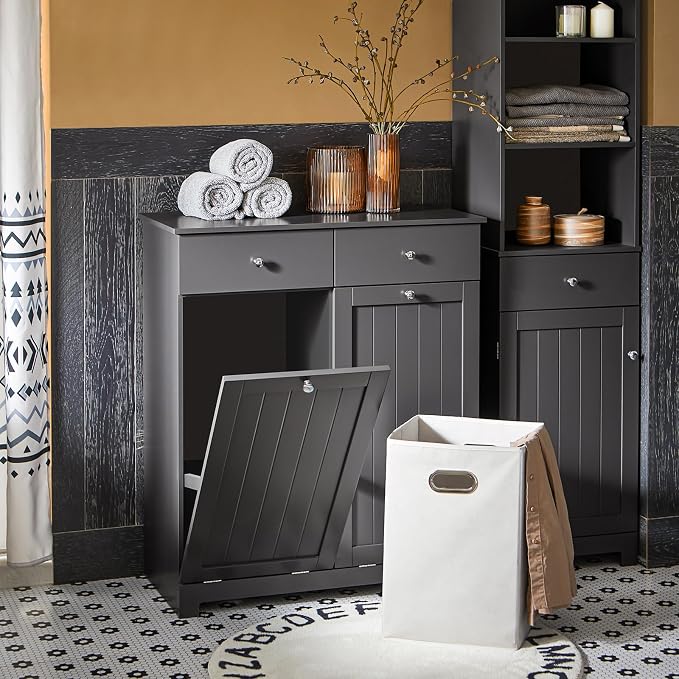 Haotian Tilt-Out Bathroom Laundry Cabinet Hidden Hamper Organizer - Image 5