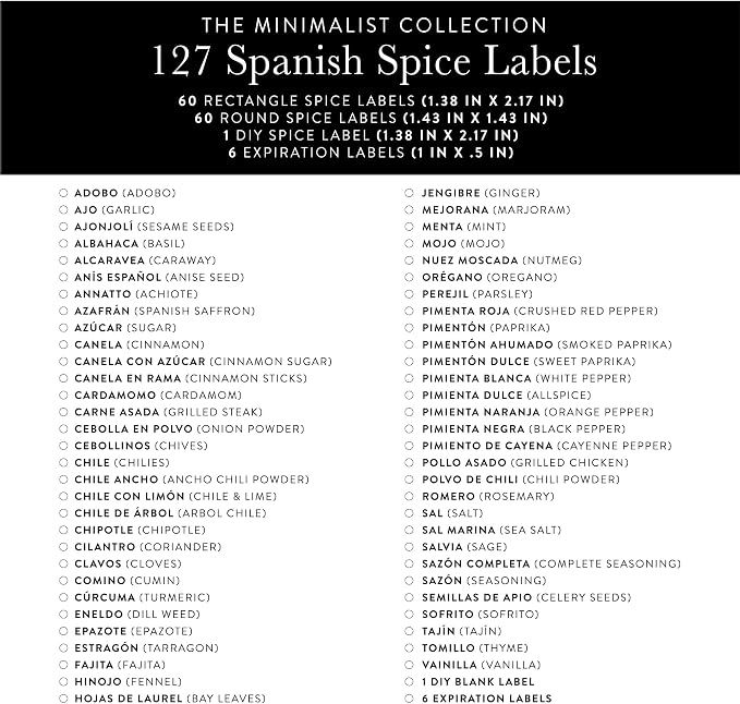 127 Spanish Spice Labels Stickers Preprinted Waterproof, Spice Jar Labels - Image 6