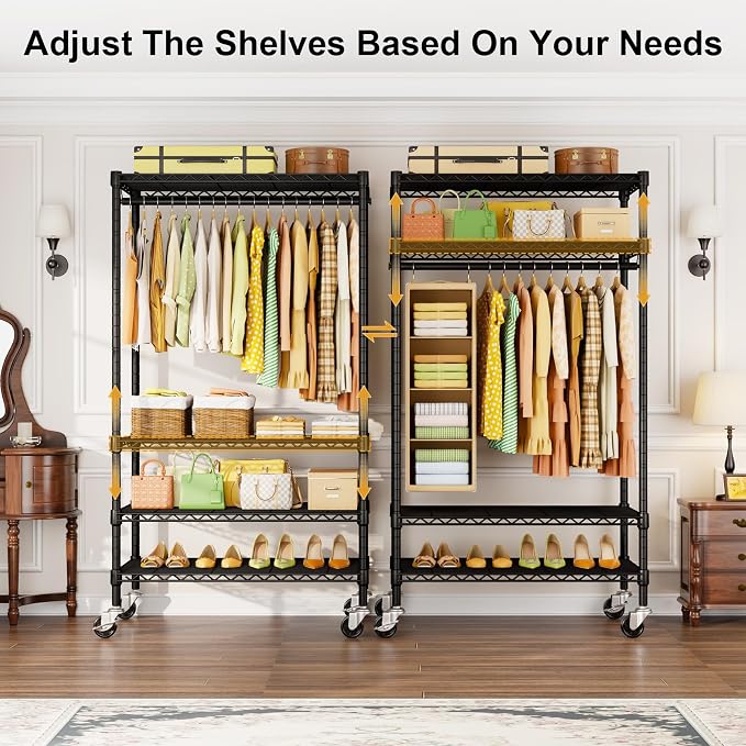 P9 Rolling Clothes Rack Heavy Duty, Clothing Racks - Image 5
