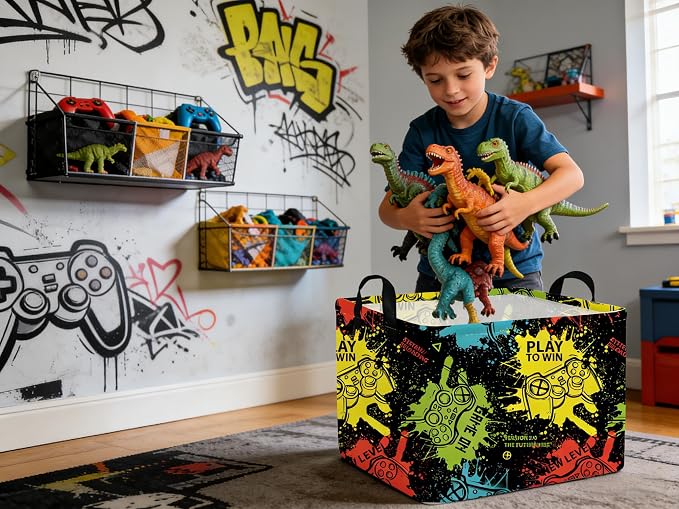 Rectangular Kids Storage Basket, Game Basket - Image 4