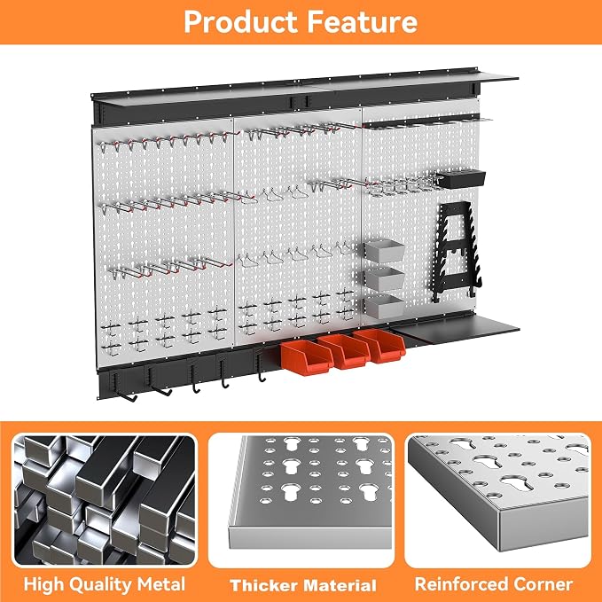 WALMANN 113 PCS Pegboard Wall Tool Organizer Kit - Image 5
