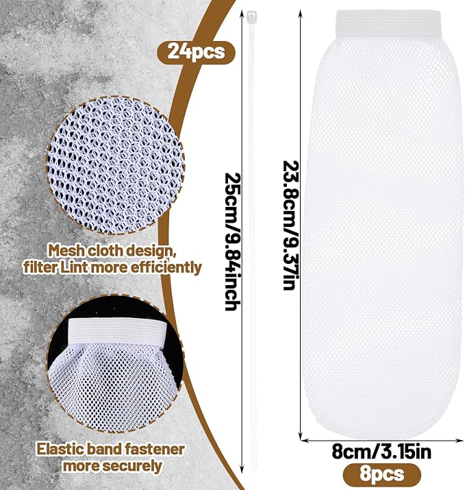 32Pcs Sturdy Lint Traps for Washing Machine Hose, Includes 8 Nylon Washer Hose - Image 3