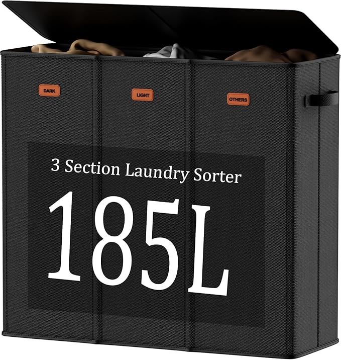 185L Laundry Hamper 3 Section by Fuonsyn