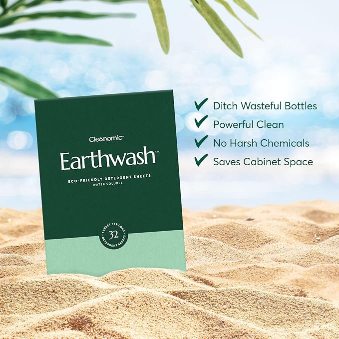 earthwash Laundry Sheets, Scent-Free, The Perfect Plastic Free Detergent Strips - Image 3