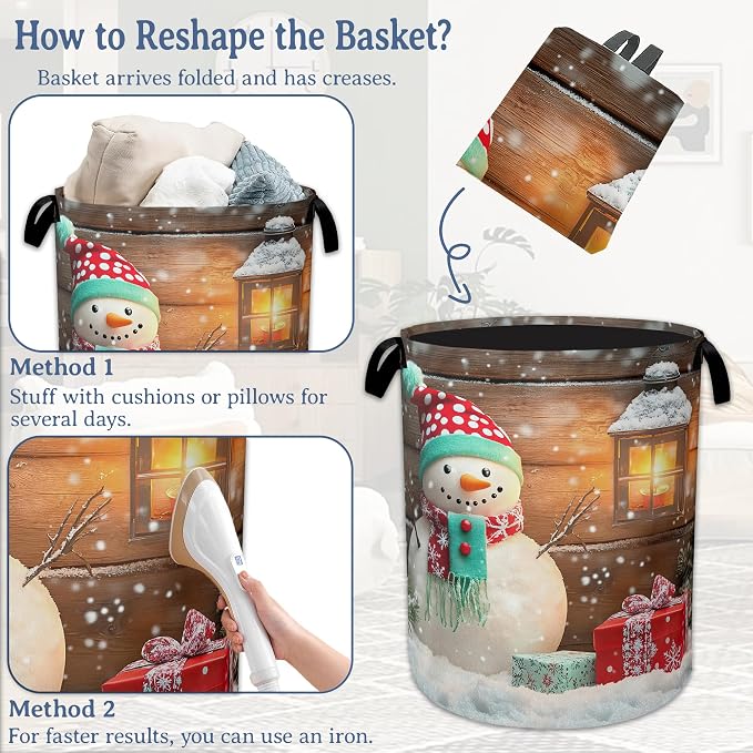 Christmas Laundry Basket, Oxford Cloth Snowman Laundry Hamper - Image 6
