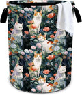 Cat Flowers Laundry Basket Storage Bin Foldable Laundry Hamper Clothes Storage by Bzocm