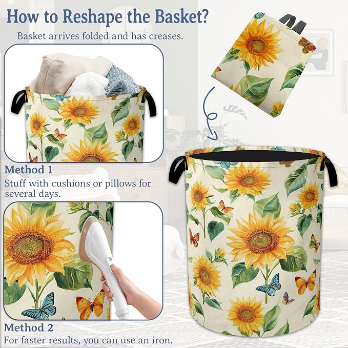 Vintage Sunflowers Laundry Hamper - Image 6