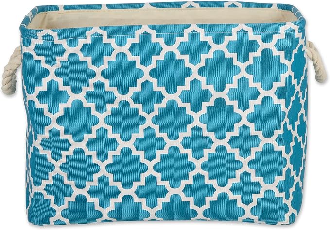 DII Polyester Container with Handles, Lattice Storage Bin, Storm Blue - Image 2