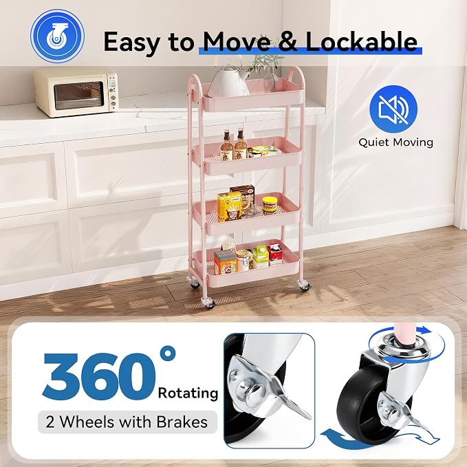 NEWBULIG 4-Shelf Rolling Utility Cart - Image 3