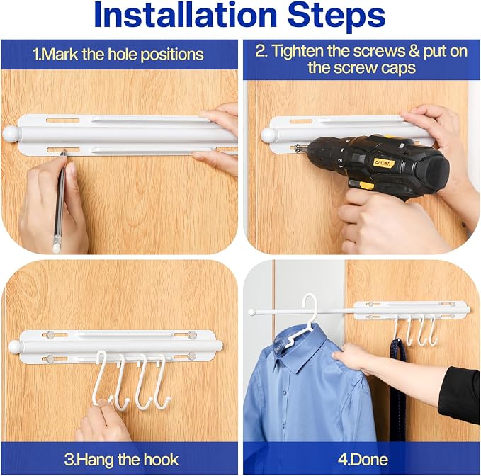 12 inch Valet Rod for Closet Pull Out, Heavy Duty Closet Valet Rods Slide Out - Image 6