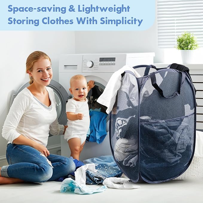 DUCOO Pop Up Hamper, Foldable Mesh Laundry Basket - Image 7