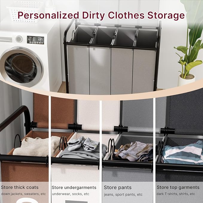 4-Compartment Laundry Cart - Image 3