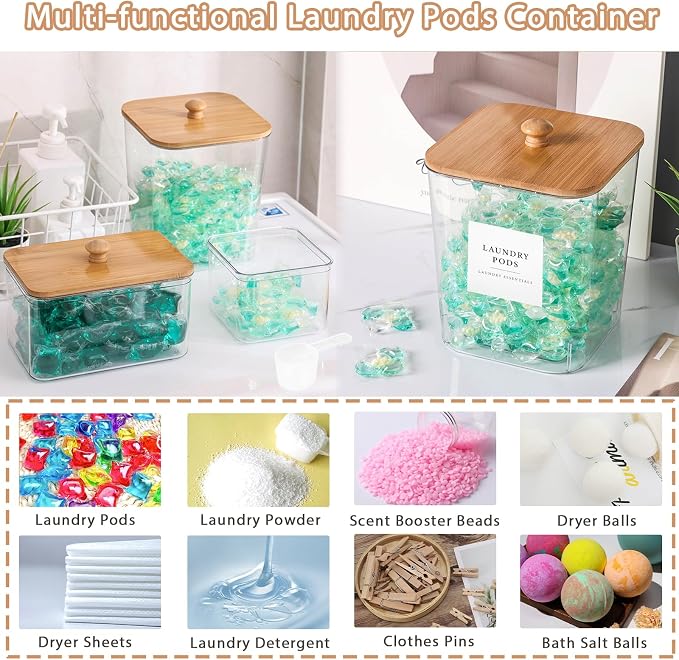4 Pack Laundry Pods Container, Scoops & Labels - Image 3
