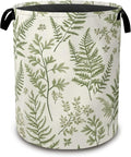 Sage Green Collapsible Laundry Baskets, Eucalyptus Leaves Laundry Hamper by Unknown