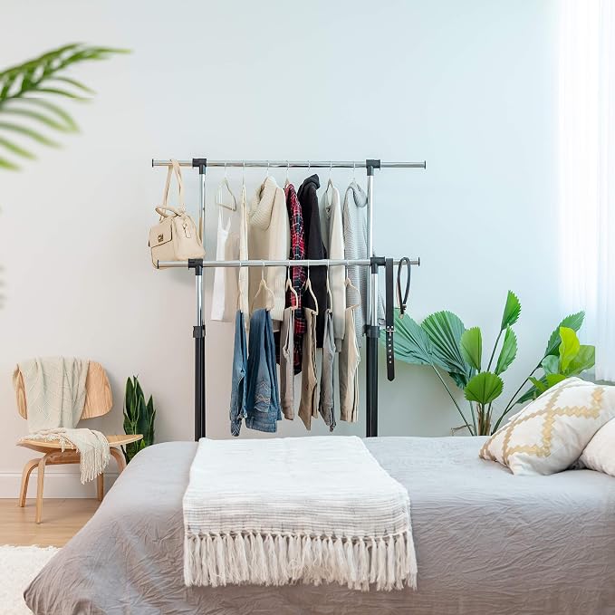 IRIS USA Portable Double-Rod Height Adjustable Clothes Rack - Image 9