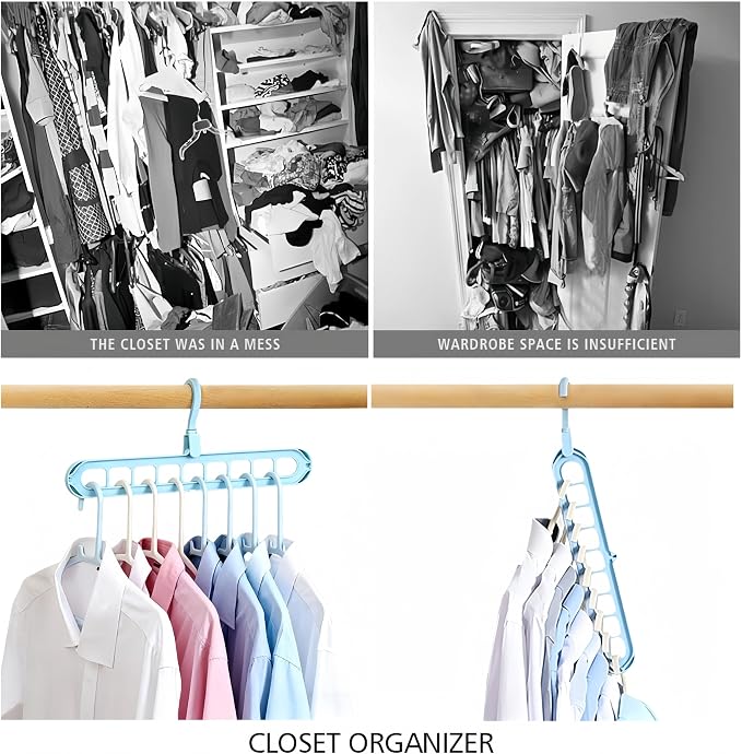 【9-Space Saving Hangers】, 【Heavy Duty PP Plastic】 【Cascading Hanger Organizer 】 - Image 9